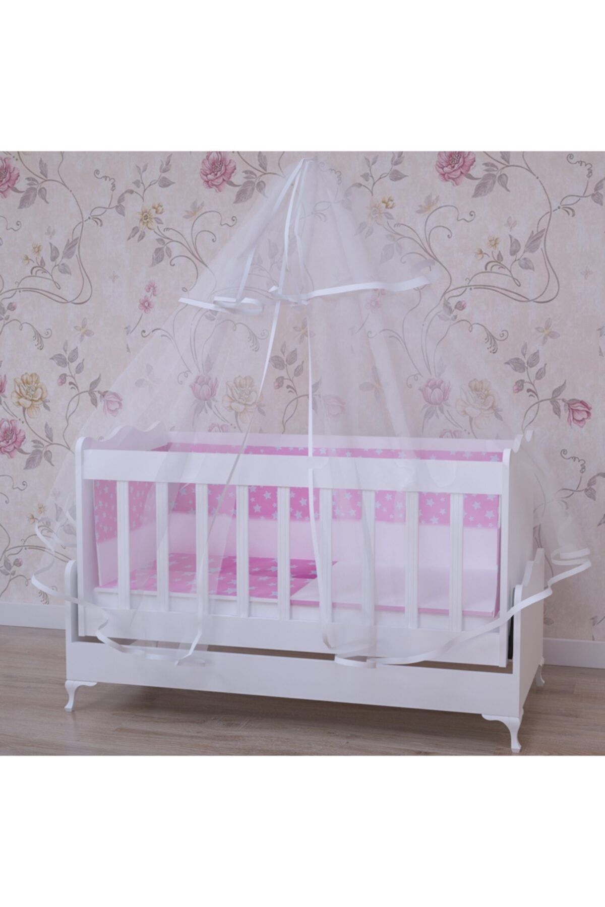 Garaj Home Elit 60x120 Uyku Seti+ Yatak+cibinlik Beşik - Pembe Uyku Seti Krem