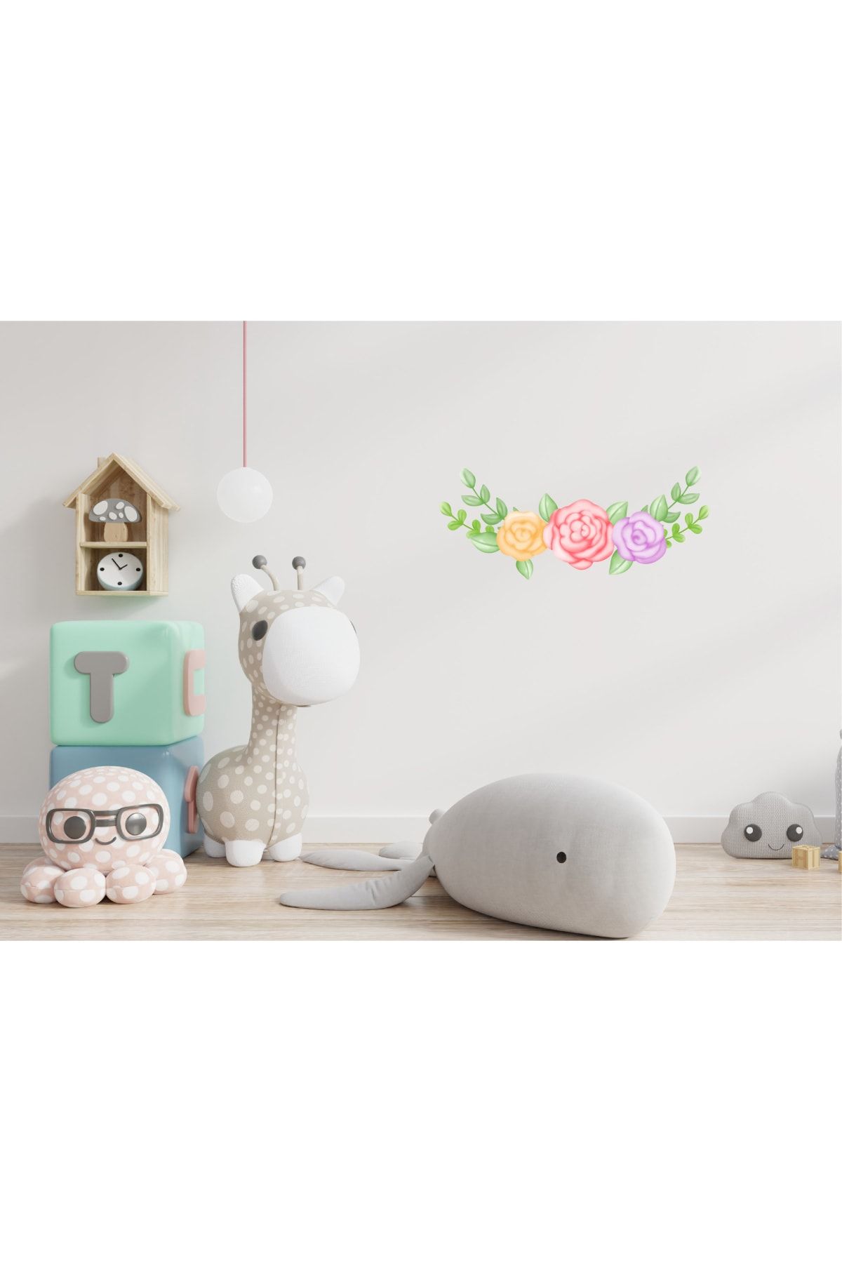 Ünsal Desing Sevimli Görseller Bebek - Çocuk Odası Duvar Sticker Çiçek Temalı