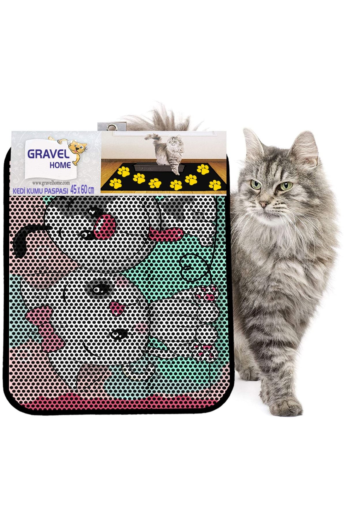 Gravel Kedi Kumu Paspası Yeni Sezon 45 X 60 Cm Nrszn0067