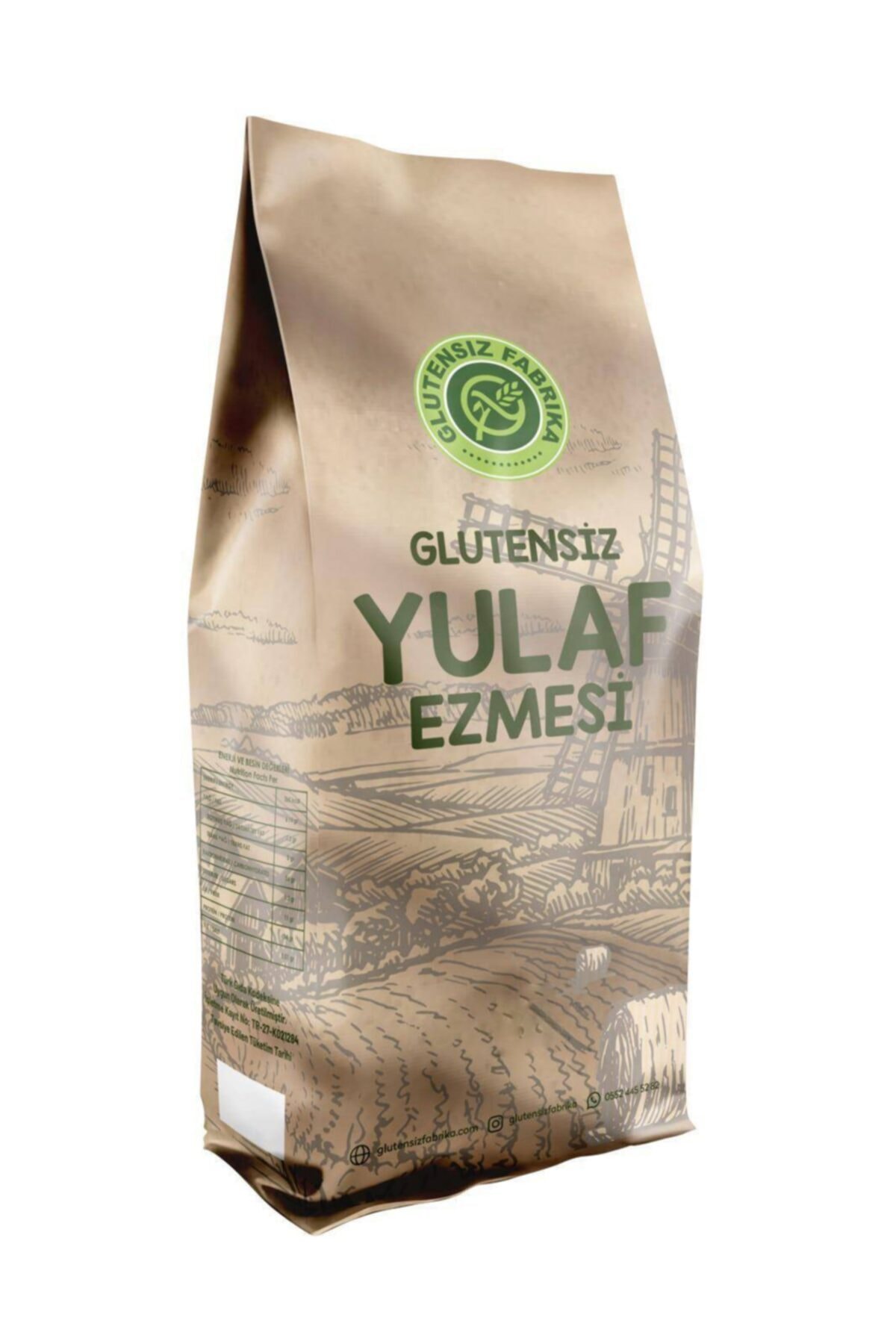 GLUTENSİZ FABRİKA Glutensiz Yulaf Ezmesi 500 Gram Katkısız Doğal Vegan Sağlıklı Analizli