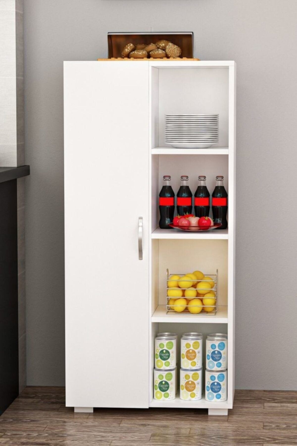EraHome Mdf Selery 4 Raflı Kapaklı Çok Amaçlı Dolap