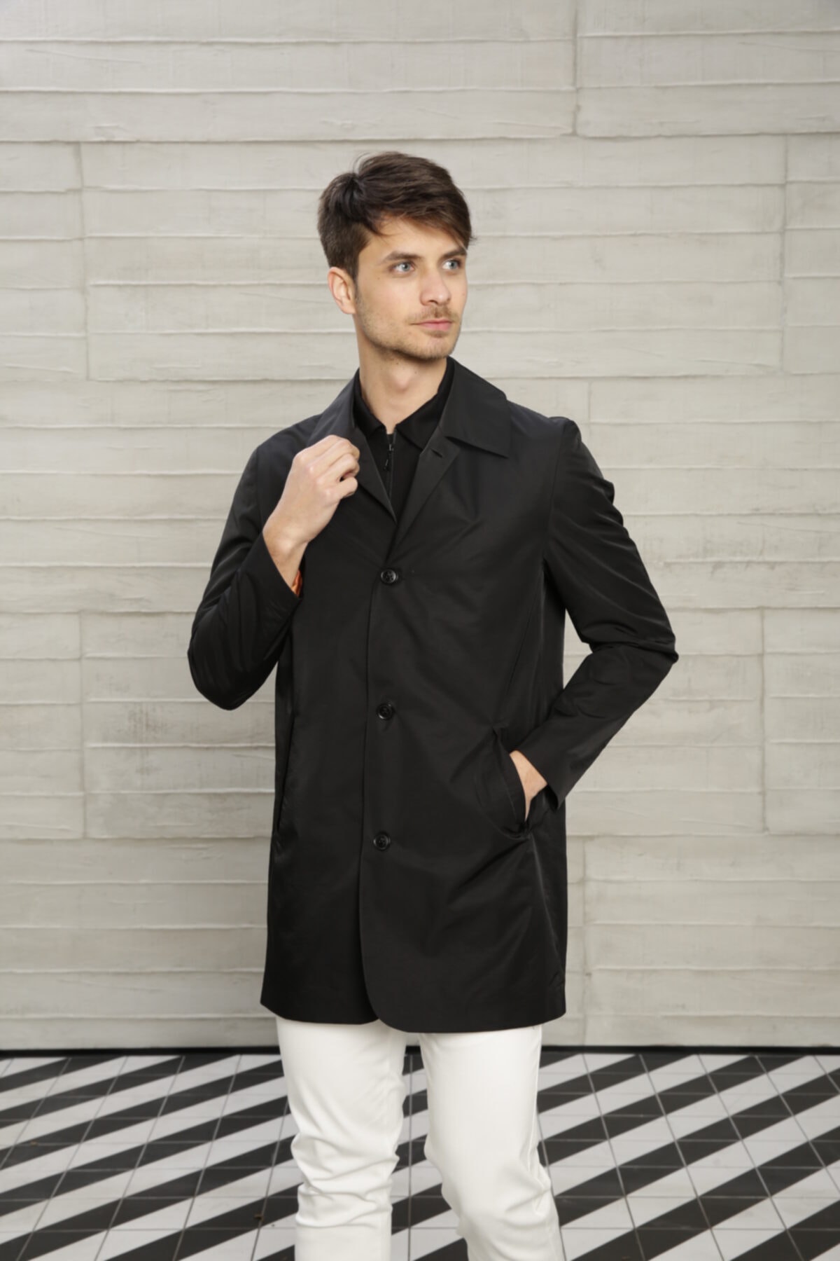 ANCQA.EI9 Liverpool Siyah Su Geçirmez Trençkot