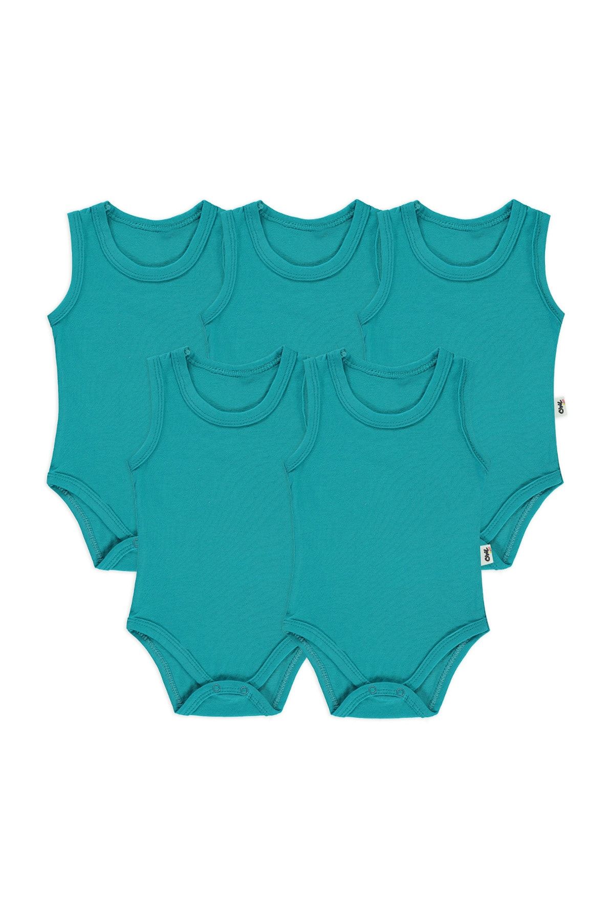 Civil Baby Basic Süprem Bisiklet Yaka 5'li Çıtçıtlı Badi 0-18 Ay Petrol