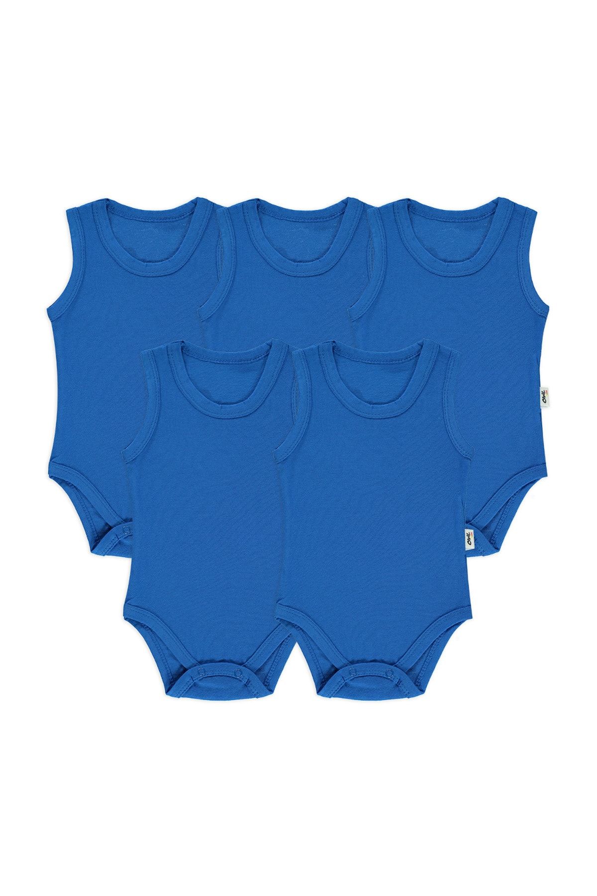 Civil Baby Basic Süprem Bisiklet Yaka 5'li Çıtçıtlı Badi 0-18 Ay Mavi