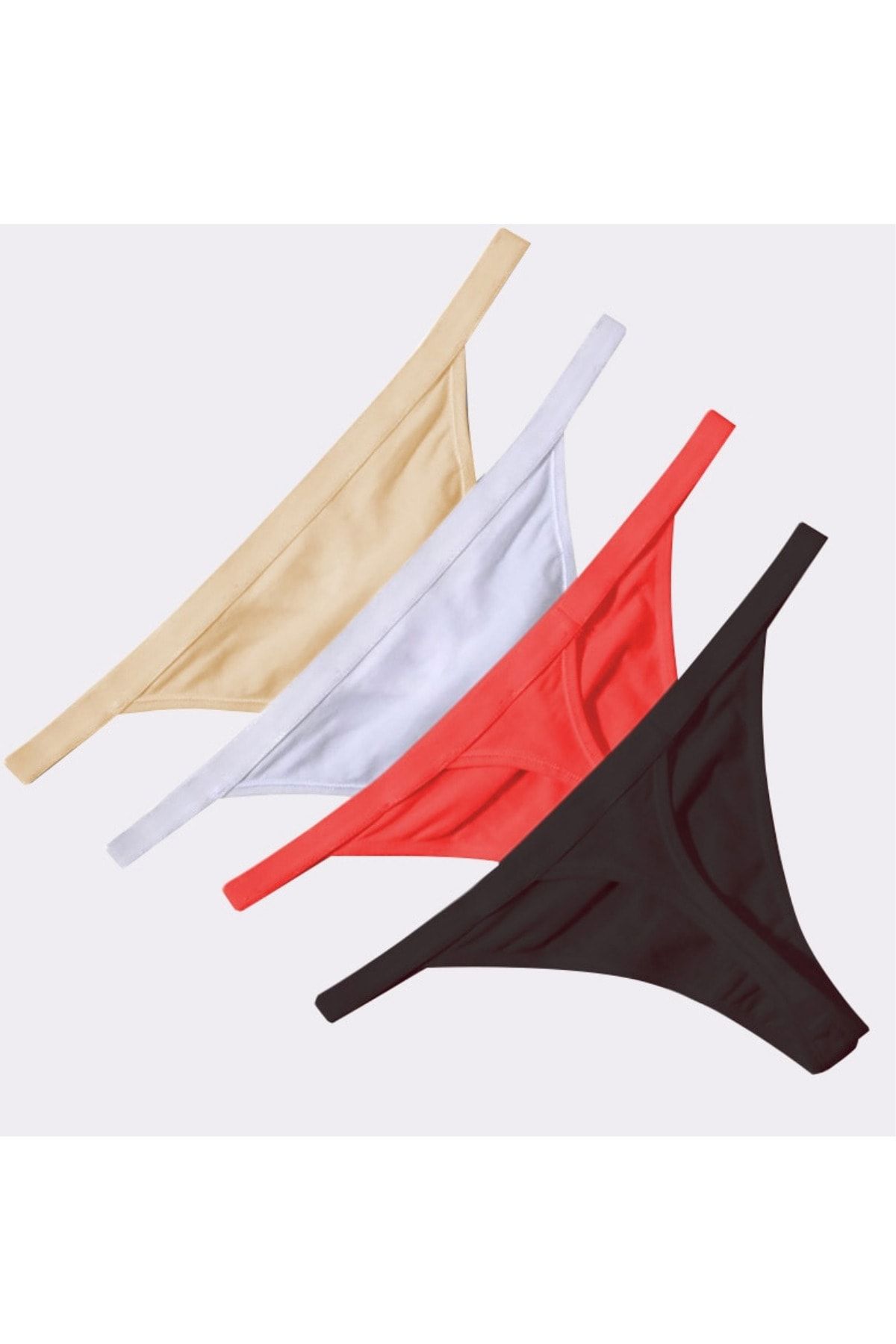 ld lidya underwear Kadın Karışık Renkli Klasik Tanga 4'lü Paket 5839