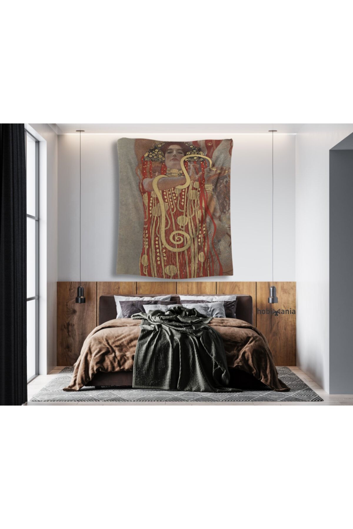 Hobimania Duvar Örtüsü Tapestry Gustav Klimt Hygieia 150x100 cm Duvar Dekorasyon Moda