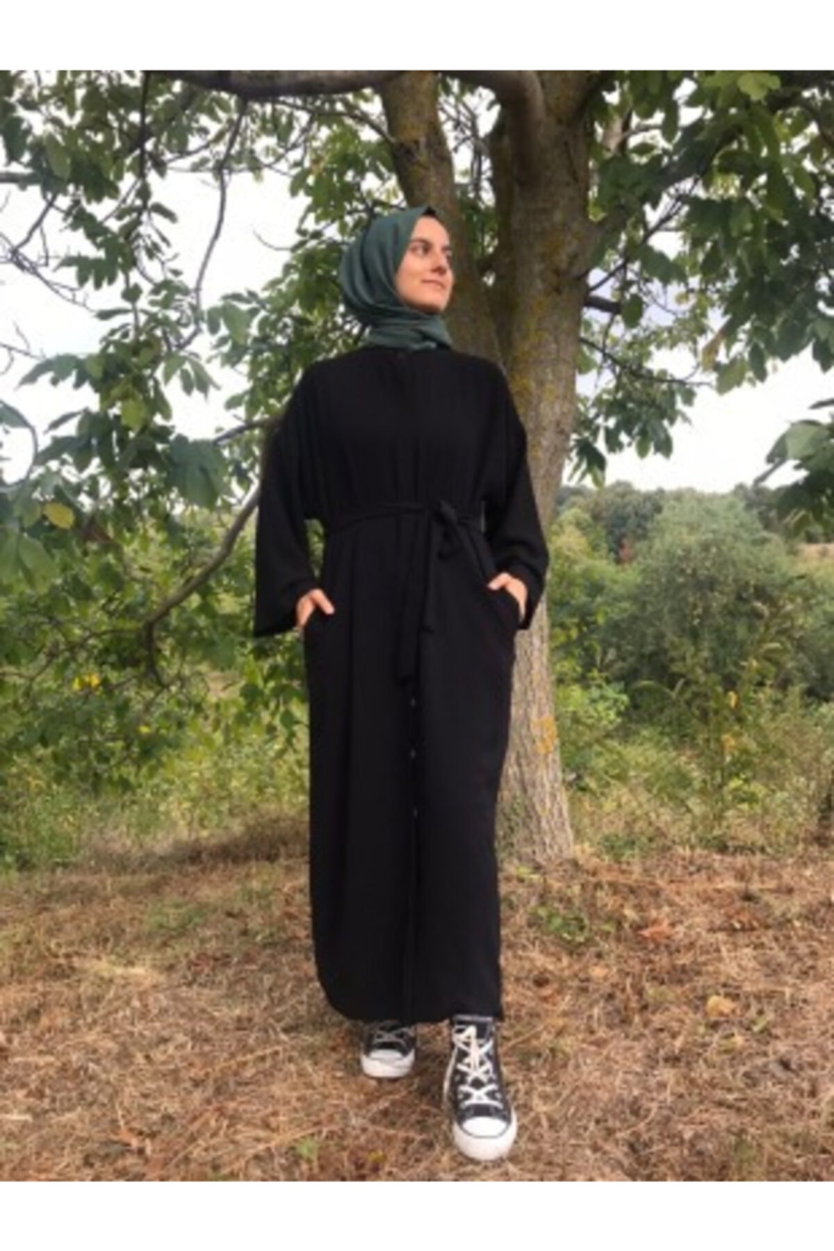 MERVE ARSLAN TESETTÜR Kadın Düğmeli Belden Bağlamalı Pardesü