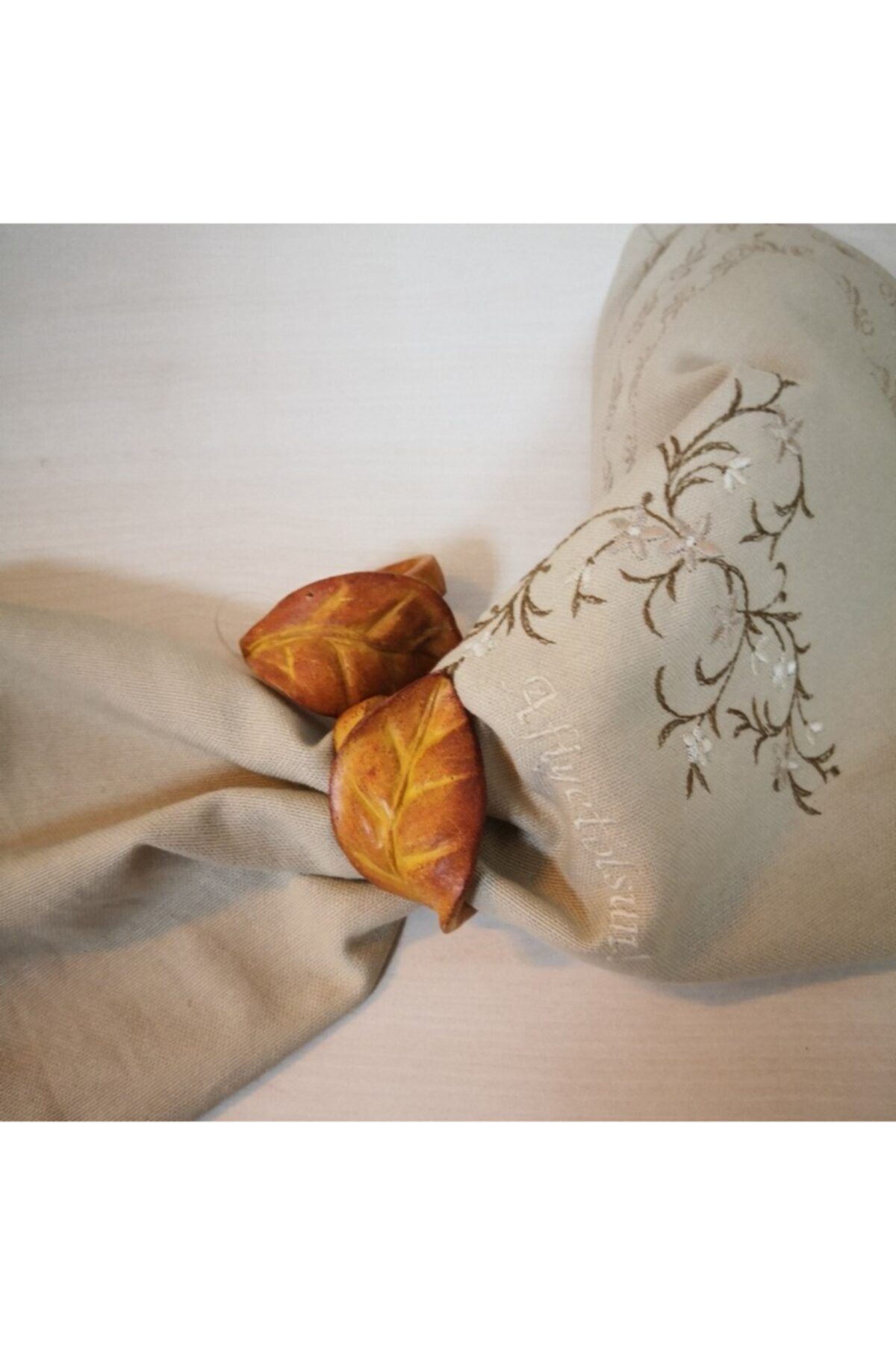 İHR İthal Şık Tasarımlı 2'li Peçete Halkaları Leaf Brown
