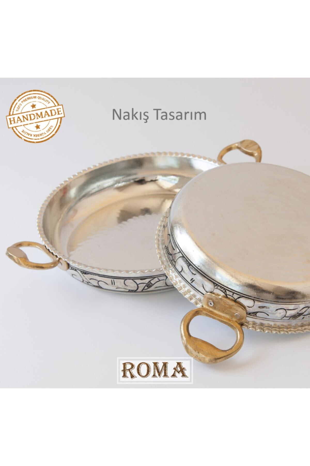 Roma 18 Cm El Yapımı Nakışlı Içi Dışı Kalaylı 1. Sınıf Bakır Tava Sahan Kuymak Yumurta Omlet