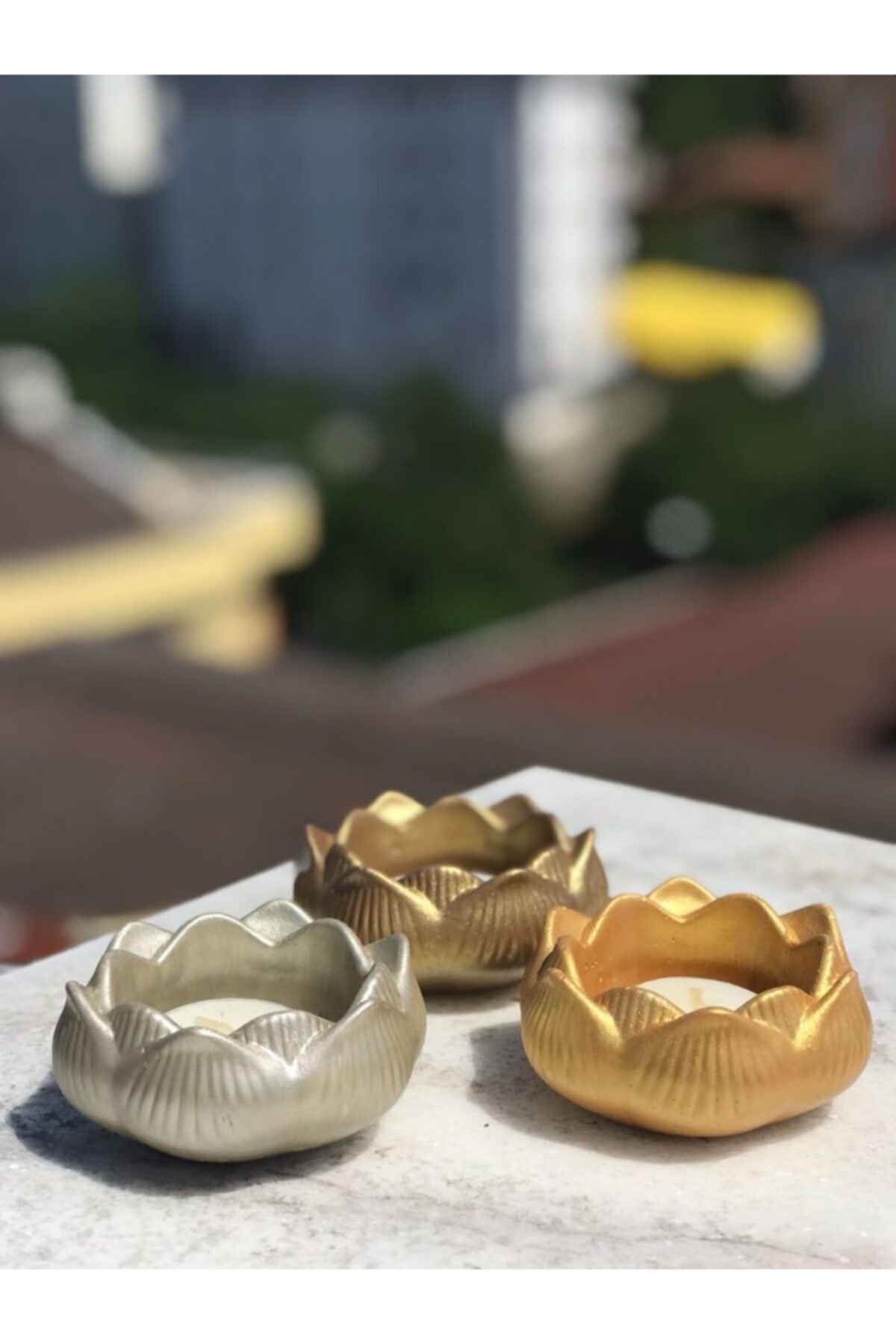 Evion Lotus Çiçeği Dekoratif Mumluk 3'lü Mix 8