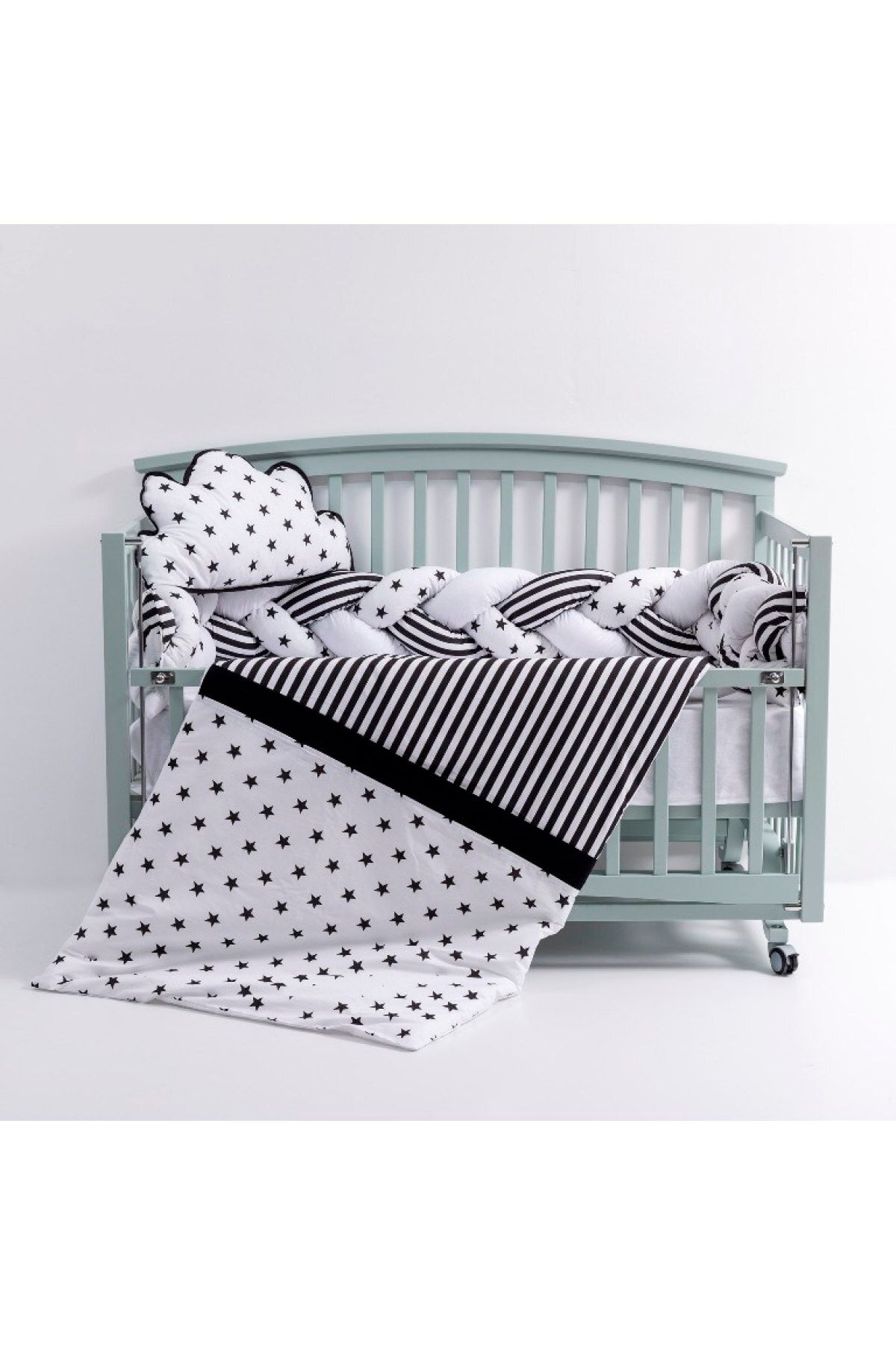 Black and white mini crib bedding 2025