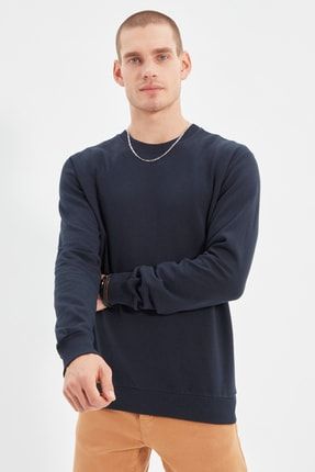 TRENDYOL MAN Lacivert Erkek Regular Fit Sweatshirt TMNAW21SW1208