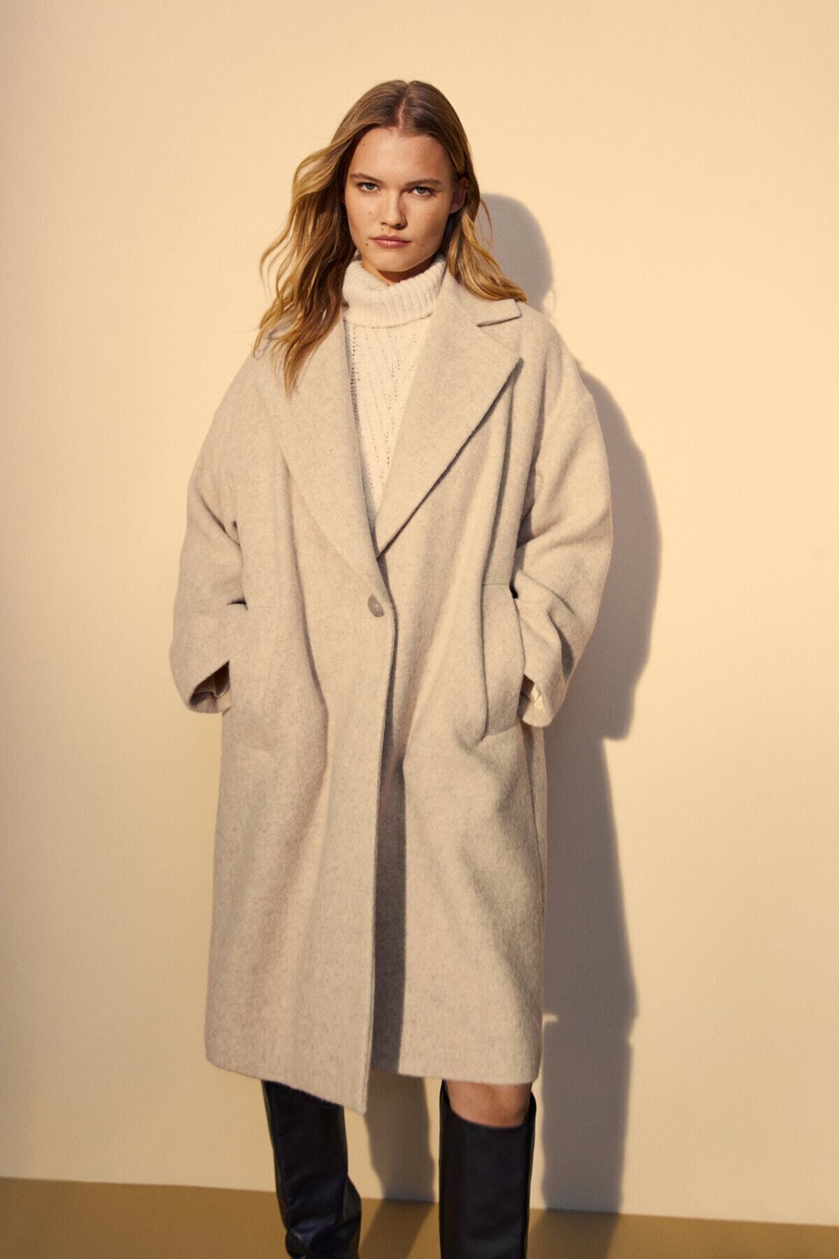 Massimo Dutti Kadın Tek Düğme Yün Ceket 06461699
