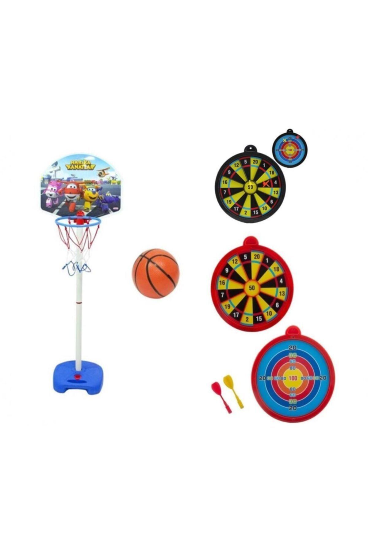 DEDE Harika Kanatlar Ayaklı Kademe Ayarlı Basketbol Potası + Manyetik Dart