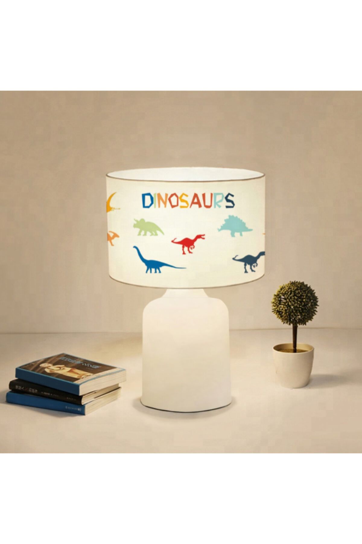 HOMİNG Kumaş Baskılı Dinazor Desenli Çocuk Odası Abajur Ayd-3048