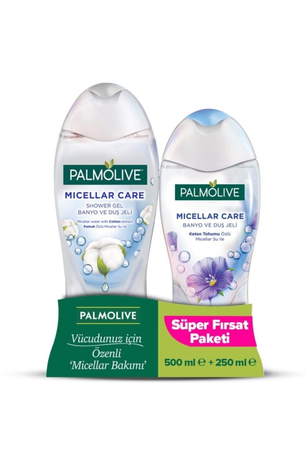 Palmolive Micellar Care Pamuk Özlü Duş Jeli 500 Ml + Keten Tohumu Özlü Duş Jeli 250 Ml