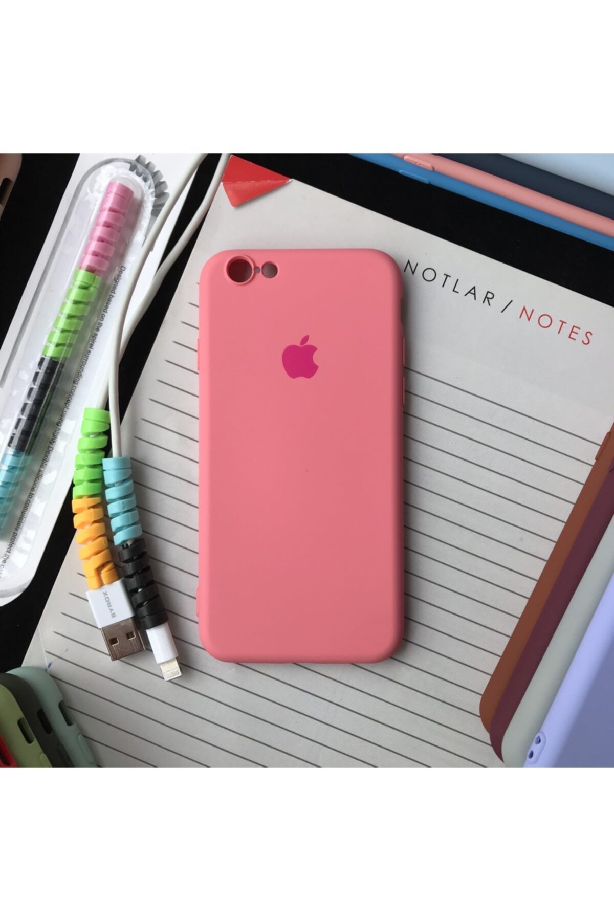 SUPPO Iphone 6 Ve 6s Uyumlu Logolu Lansman Kılıf Ve Kablo Koruyucu Makaron Içerir.