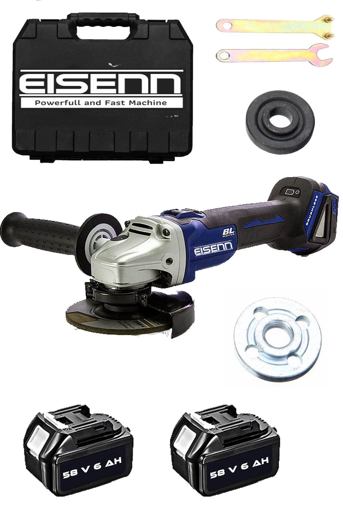 Eisenn Germany Technology Spark Pro 58 V 6 Ah Çift Samsung Akülü Spiral Taşlama Metal Kesim Makinası