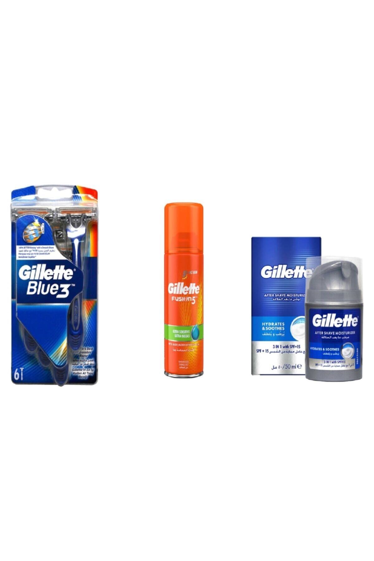 Gillette Blue3 Tıraş Bıçağı + Fusion5 Tıraş Jeli + After Shave Set