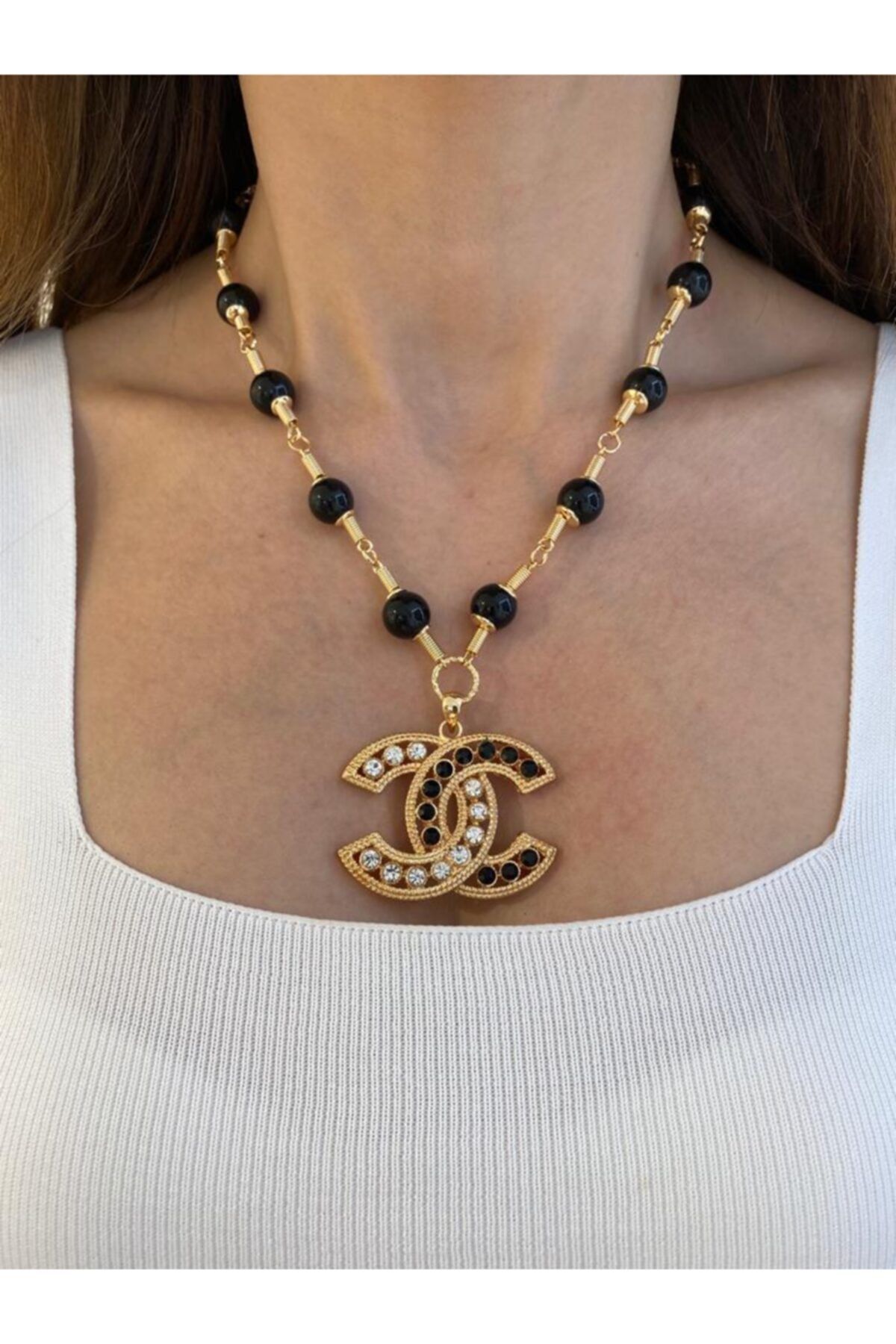 Gigi Jewelleryy Incili Cc Model Çelik Kolye