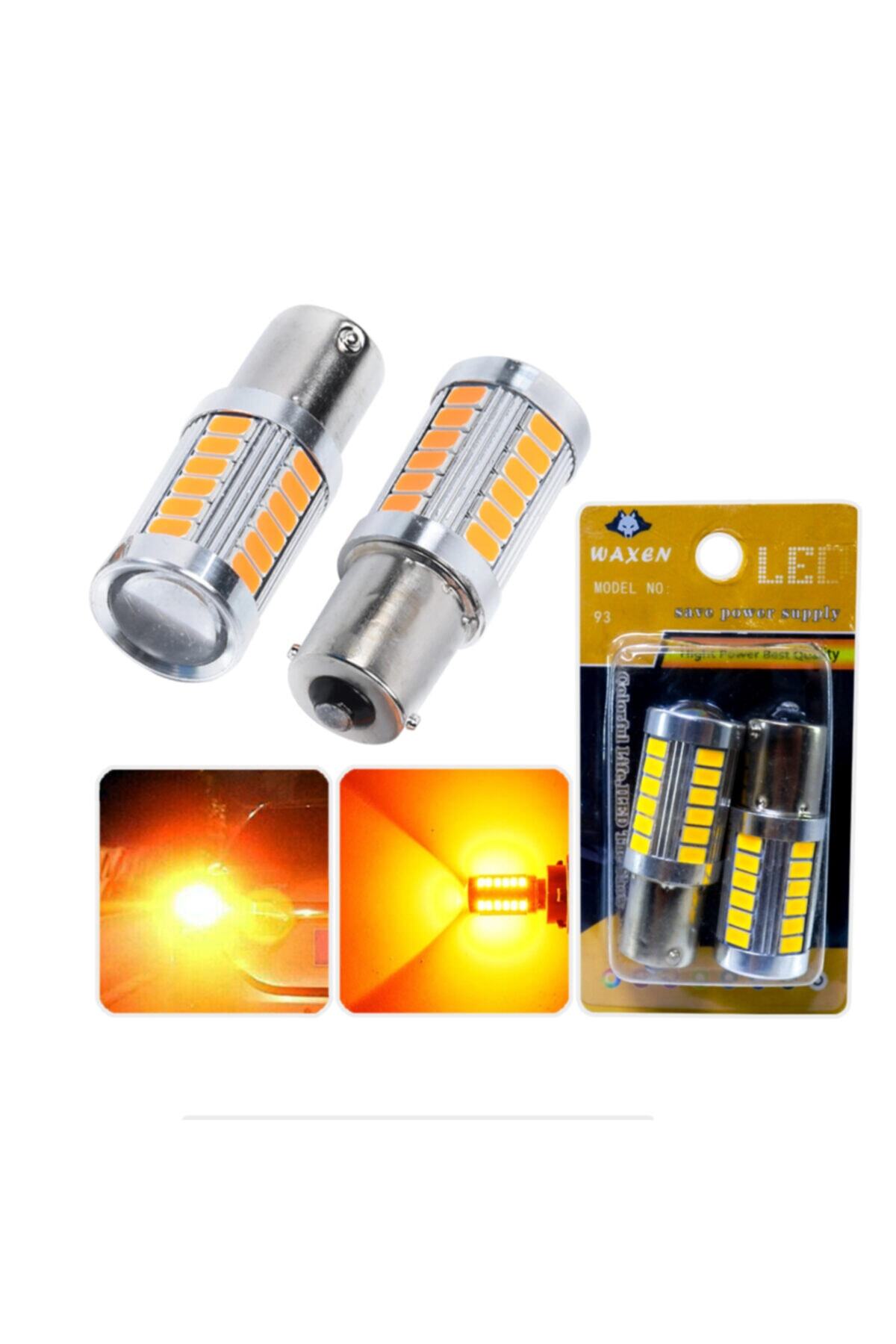 Waxen Stop Sinyal Geri Vites Ampulü Mercekli 33 Led P21w 1156 Ba15s 6500k Turuncu Güçlü Işık