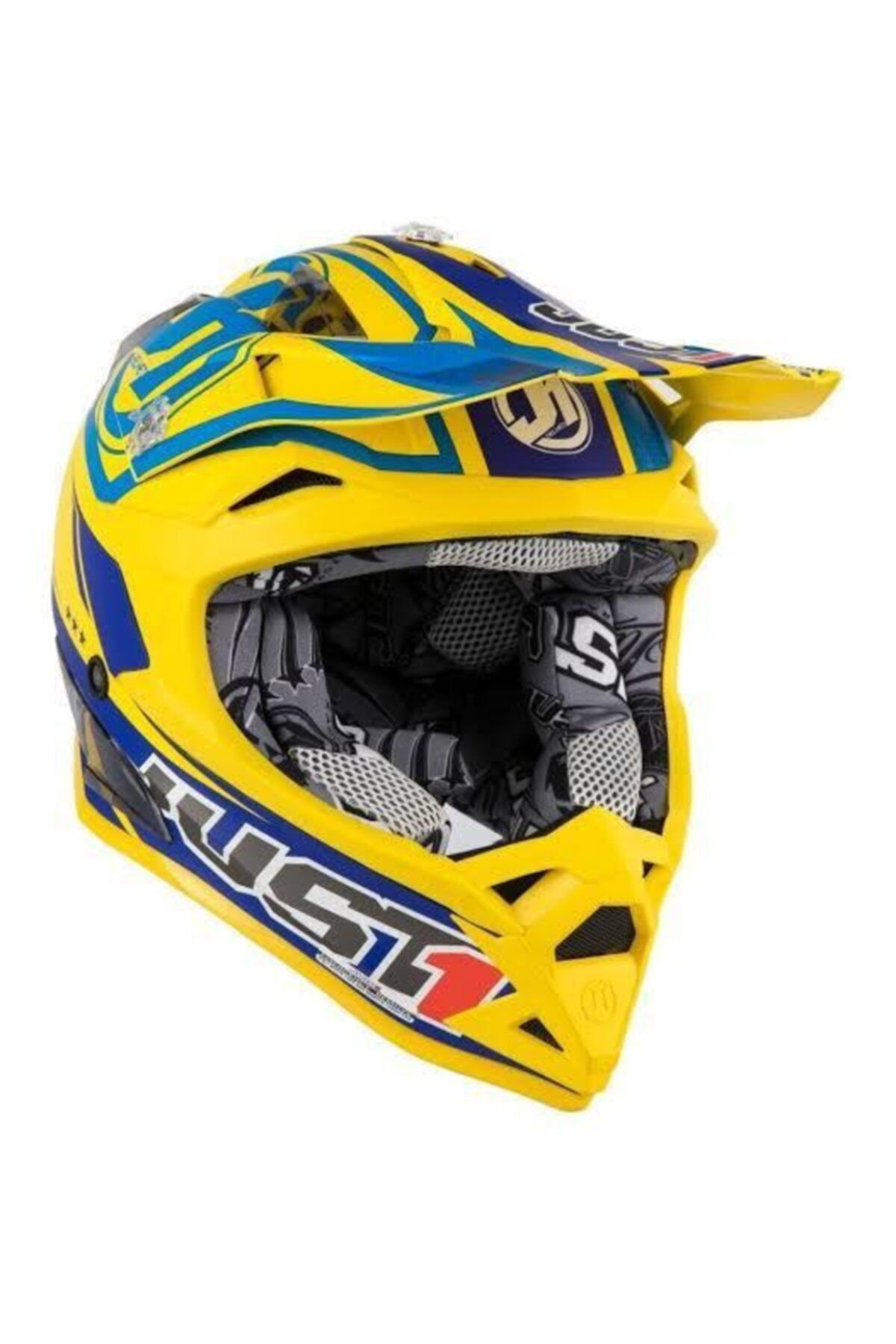 Just1 Motocross Enduro Kask J32 Rave Mavi Sarı