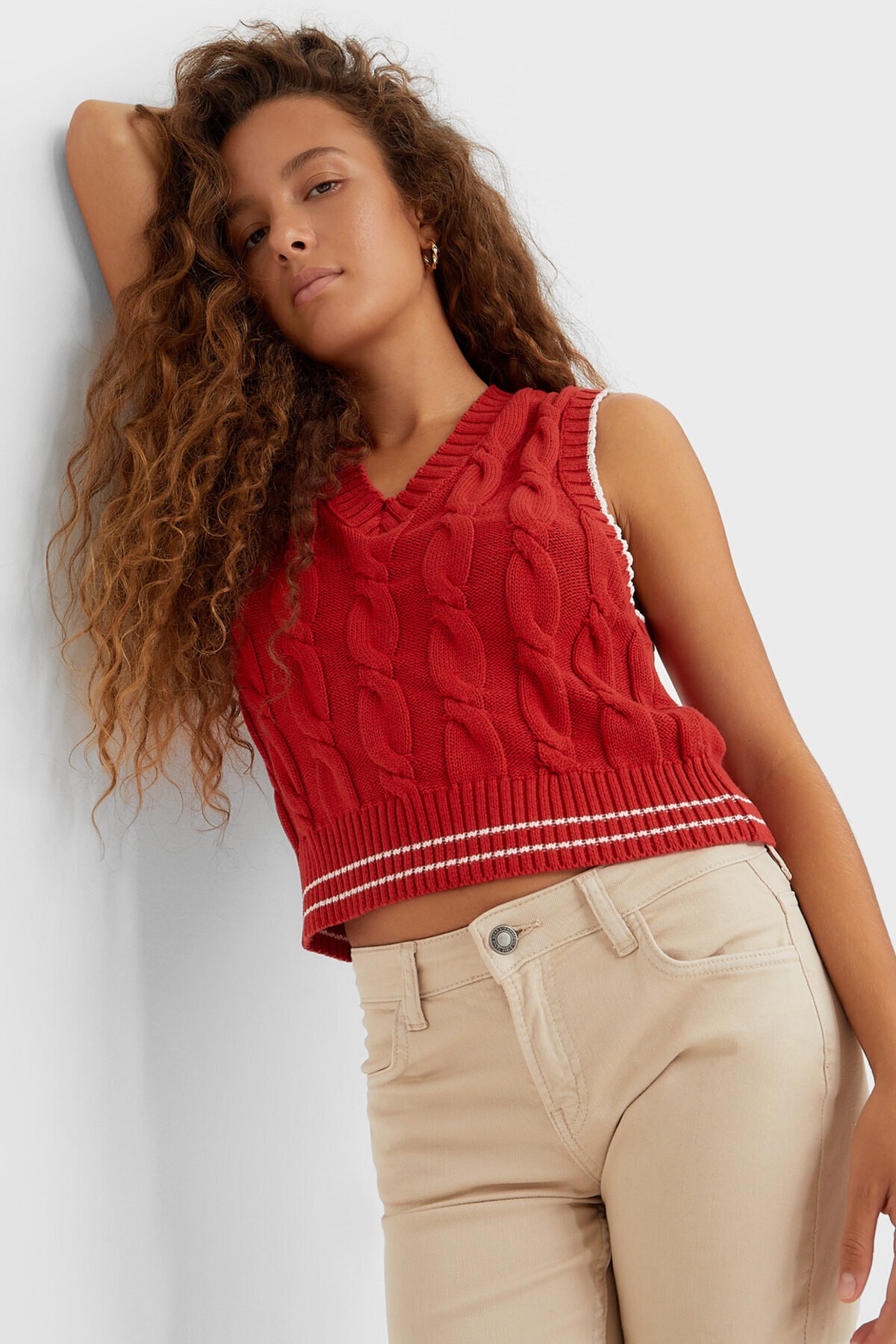 Stradivarius Saç Örgülü Kolej Süveter