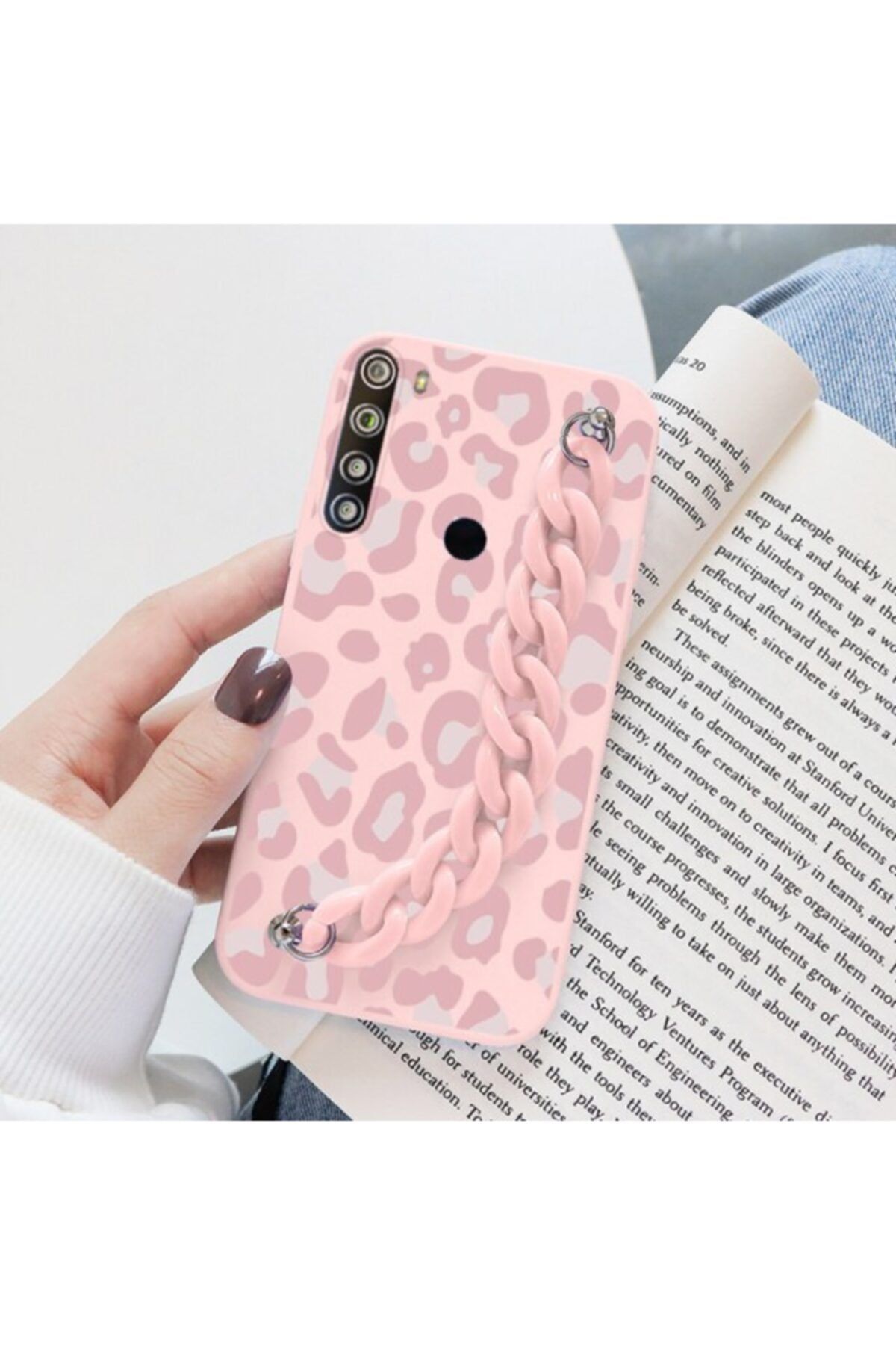 next teknoloji Xiaomi Redmi Note 8 Pro Kılıf Leopar Desenli El Geçmeli Lansman Kapak