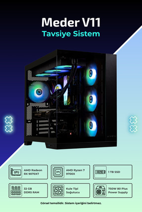 Meder V11 R7-9700X 32 GB 1 TB SSD 16 GB RX9070XT FreeDos Masaüstü Oyuncu Bilgisayarı Image 0