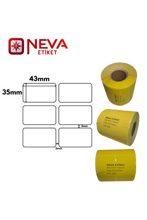 35x43mm Sarı Termal Barkod Etiketi 2’li Yan Yana 2000’lik Rulo Image 0