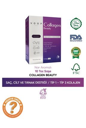 Collagen Beauty Yüksek Biyoaktif Hidrolize Kolajen %100 Saf Ve Doğal - 10 Toz Saşe Image 0