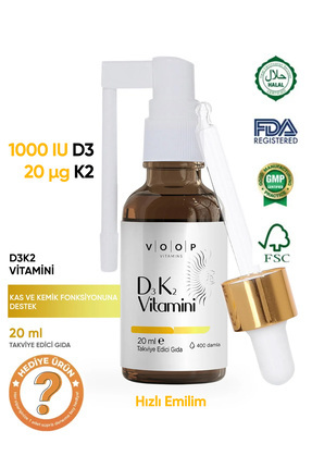 Vitamin D3 K2 Takviye Edici Sprey - Damla 20 ml Image 0