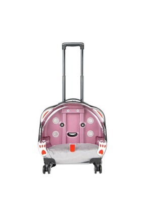 Şeffaf Tekerlekli Kedi Köpek Taşıma Valizi Çekçekli Büyük Model Pembe Image 0