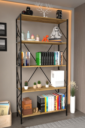 5 Raflı Kitaplık Dekoratif Raf – 180x90x30 Image 0