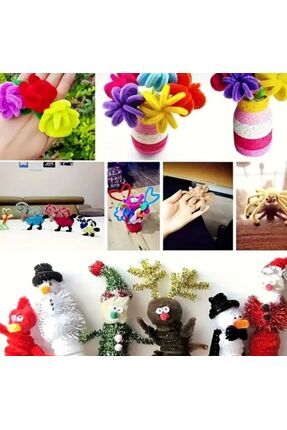 100lü Şönil, Eğitici Şönil, Tüylü Tel, Peluş Tel, kadife şönil, el işi malzemesi 30cm bordo Image 1