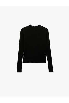 Regular Fit Uzun Kollu Hafif Dik Yaka Triko Kazak Image 1