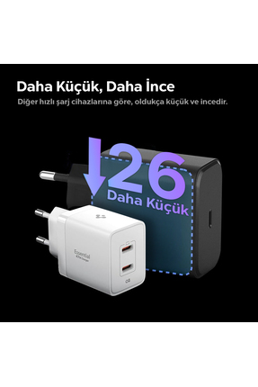 47W USB-C 2 Port Mini Hızlı Şarj Aleti Samsung PPS 2.0 GaN Pro Destekli Akım Koruma Type-C ACH08707 Image 6