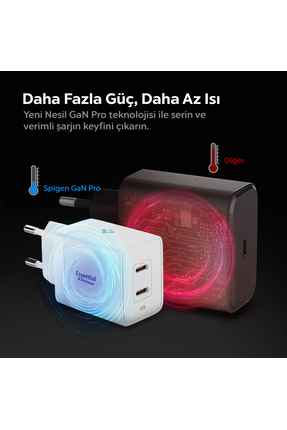 47W USB-C 2 Port Mini Hızlı Şarj Aleti Samsung PPS 2.0 GaN Pro Destekli Akım Koruma Type-C ACH08707 Image 3