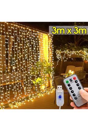 Kumandalı 8 Ayrı Moda Sahip 3mx3m ( 300 Cm X 300 Cm ) Perde Peri Usb Led Image 0