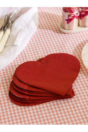 LCW HOME Sevgililer Günü Kirmizi Kalp Desenli Kağıt Peçete 20'li Image 1