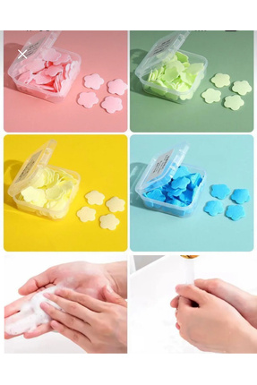 1 Paket 100 Yaprak Eriyen Mini Kağıt Sabun Öğrenci Çocuk Okul Dezenfektan El Sabunu Image 0