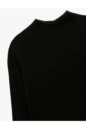 Regular Fit Uzun Kollu Hafif Dik Yaka Triko Kazak Image 2