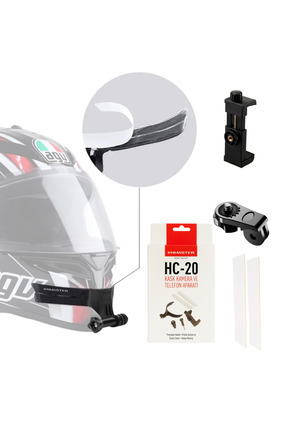 HC-20 Motosiklet Kask Çene Yapıştırıcılı Telefon Ve Aksiyon Kamera Tutucu Full Set Image 0