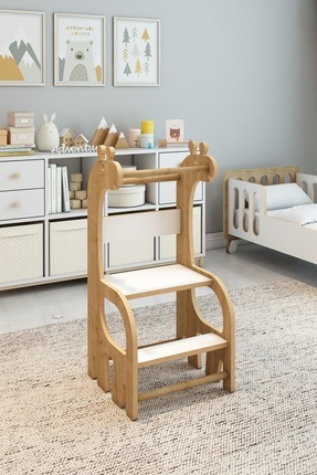 Zürafa Montessori Ahşap Öğrenme Kulesi Image 0