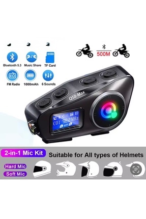Q58 Max Dijitool Kablosuz Motosiklet Kaskı İnterkom Çift Sürücü İletişimi 500m Stereo Mp3 FM Radyo Image 0