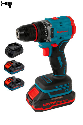 Catpower Darbeli CAT1025 Akülü Kömürsüz Matkap Vidalama Çift Akülü Çantalı 13MM 20V 2.0AH Image 0