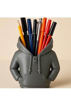 Hoodie Şeklinde Kalemlik Koyu Gri – Masaüstü Organizer, Dekoratif Ofis Image 0