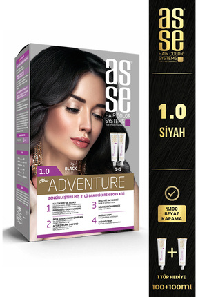 Adventure Set Saç Boyası, Kalıcı Ve Canlı Renkler Ikili Kullanım Seti No:1.0 Siyah Image 0