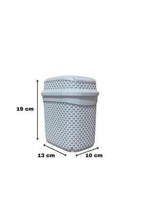 Mini Çöp Kovası Seti – Krem ve Gri Renk Masaüstü Pratik Çöp Kutusu 2 Litre Image 0