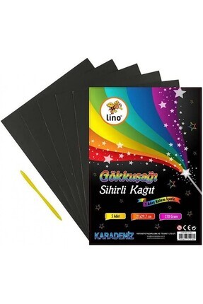 A4 Sihirli Kağıt 270 gram 20x30 Cm 5 Li 2740 Gökkuşağı Kazıma Kağıdı Ve Kalem Image 0